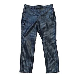 White House Black Market WHBM Metallic Silver The Slim Ankle Trouser Dress Pants